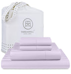 Threadmill 500 Thread Count King Size Damask Stripe, 4 Pc Luxury Cotton Bed Sheet Set, Silky Soft & Breathable Lilac Sheets with