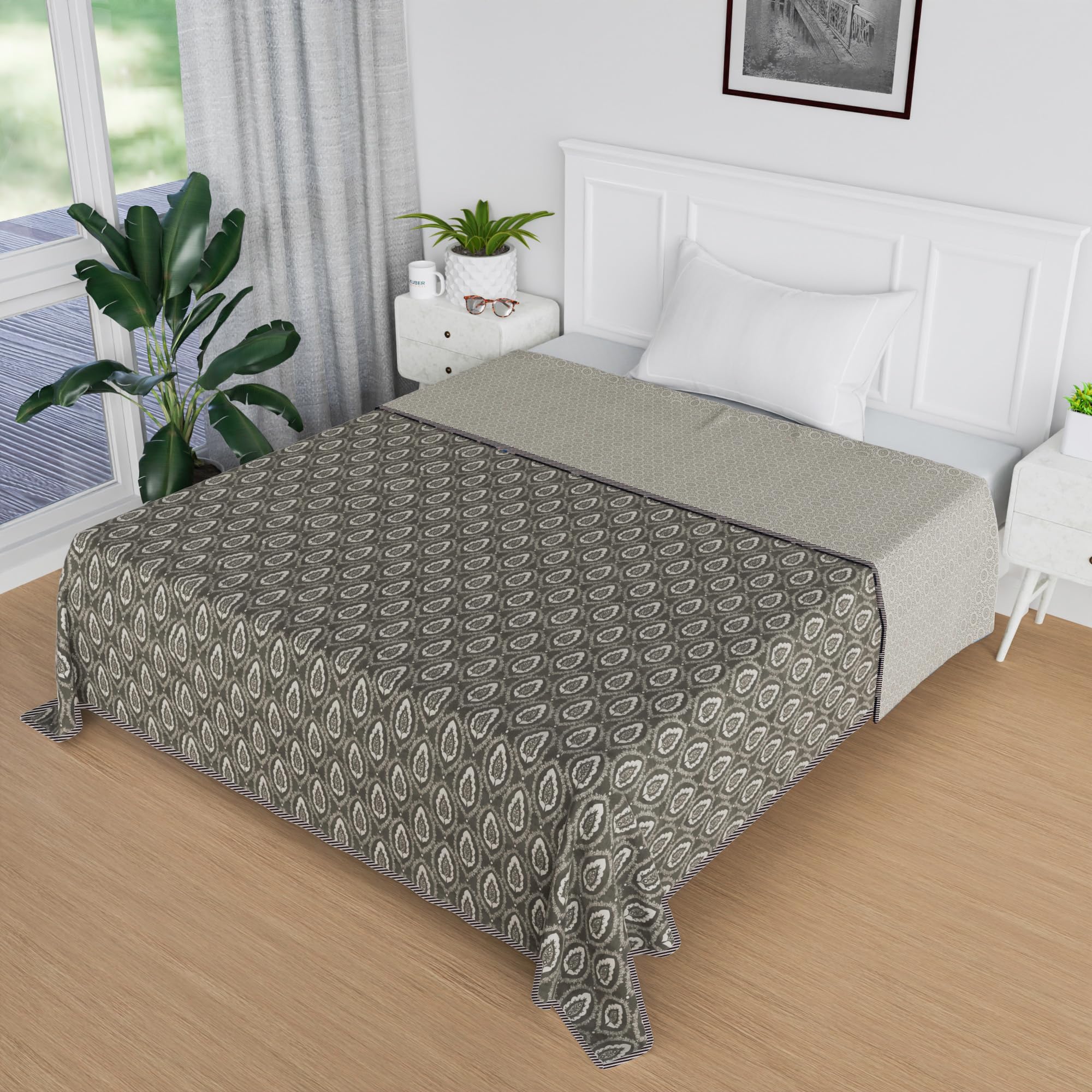 Smiry Soft Reversible Cotton Blankets For Single Bed | Lightweight Ac Comforter & Razai For Bedroom | All Season Dohar/Kambal & 