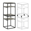 Furinno Simplistic End Side Night Stand/Bedside Table with Stainless Steel Tubes, Stackable Metal Frame, French Oak Grey