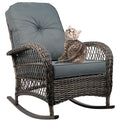 TXGDPIONEER Outdoor Wicker Rocking Chair, All Weather Resin Rattan Wicker Rocking Chairs, for Garden Backyard Lown Porch,1pc,Gre