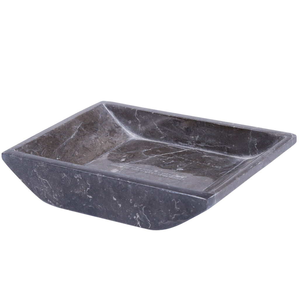 Creative Home Charcoal Marble Stone Boat Shaped Candle Holder, Medium, 6-1/4'' X 4-3/4''