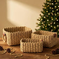 Hasthip 3Pcs Woven Storage Wicker Baskets Paper Rope Bins With Handles
