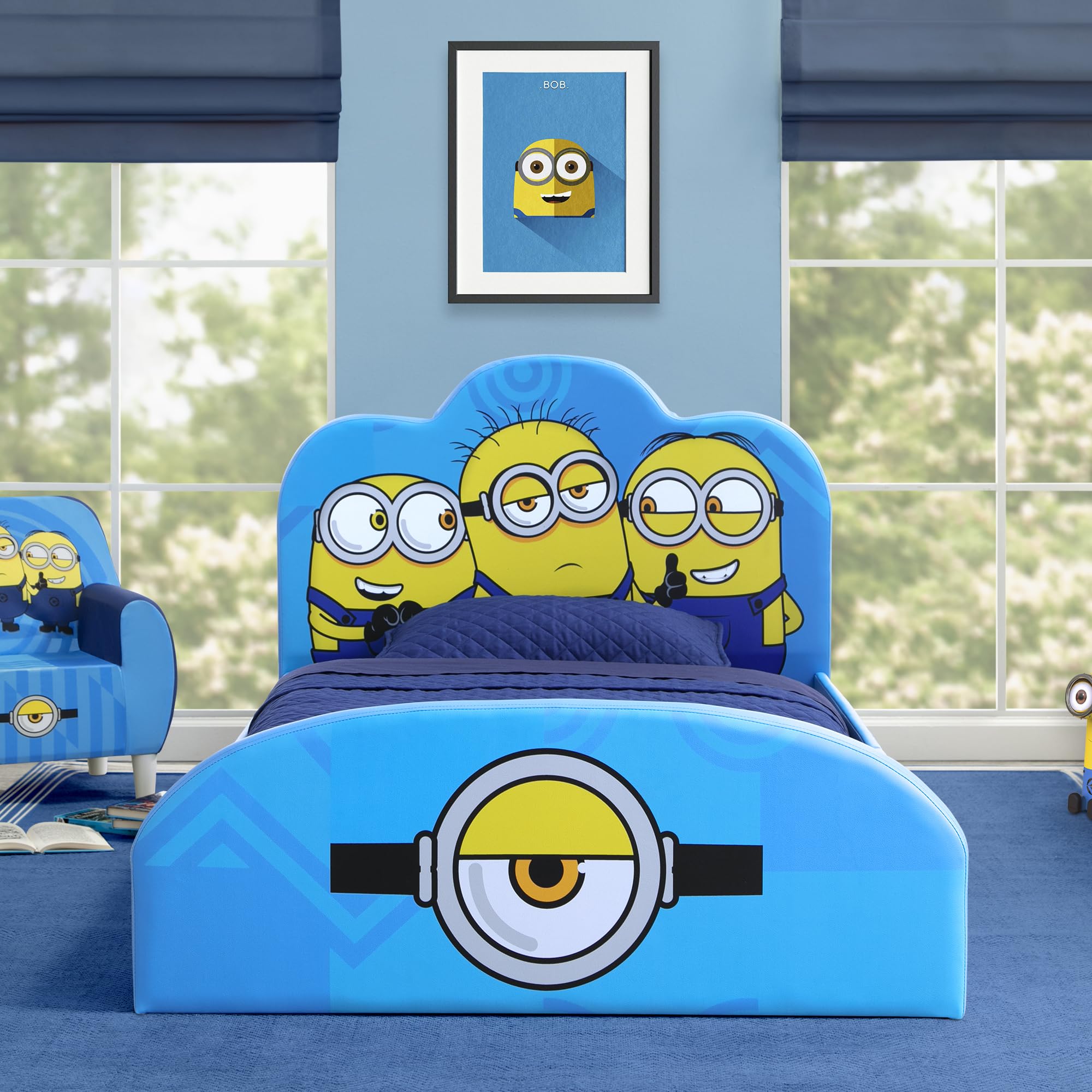 Delta Children Minions Upholstered Twin Bed, Blue