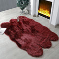linmopm Faux Fur Rug Sheepskin Shag Fluffy Fuzzy Red 4x6 ft Rugs for Bedroom Bedside Bed Floor Living Room Plush High-Density Cu