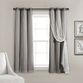 Lush Decor Sheer Grommet Curtains With Insulated Blackout Lining, Window Curtain Panels, Pair, 38'W X 63'L, Dark Gray - Curtai