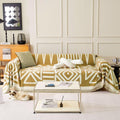 Vclife Boho Couch Cover Non Slip Breathable Chenille Sofa Slipcover For 3-4 Cushion Couch Sofa Pet Friendly Soft Mustard Yellow