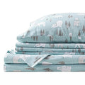 Comfort Spaces Cotton Flannel Breathable Warm, Deep Pocket Sheets with Pillow Case Bedding, Queen, Blue Polar Bears 4 Piece