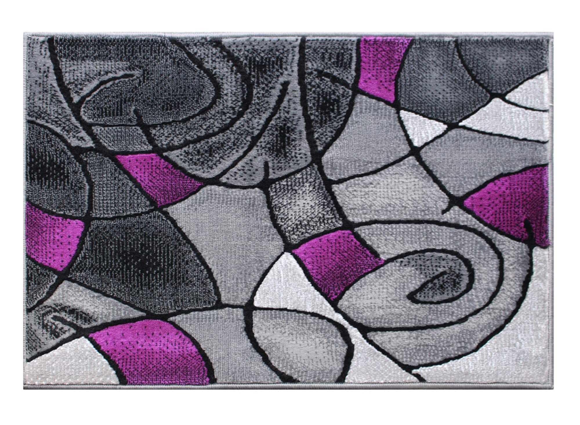 Flash Furniture Jubilee Collection Abstract Area Rug - High Pile Purple Olefin Rug - 2' X 3' Area Rug - Jute Backing - Hallway, Entryway, Bedroom, Living Room