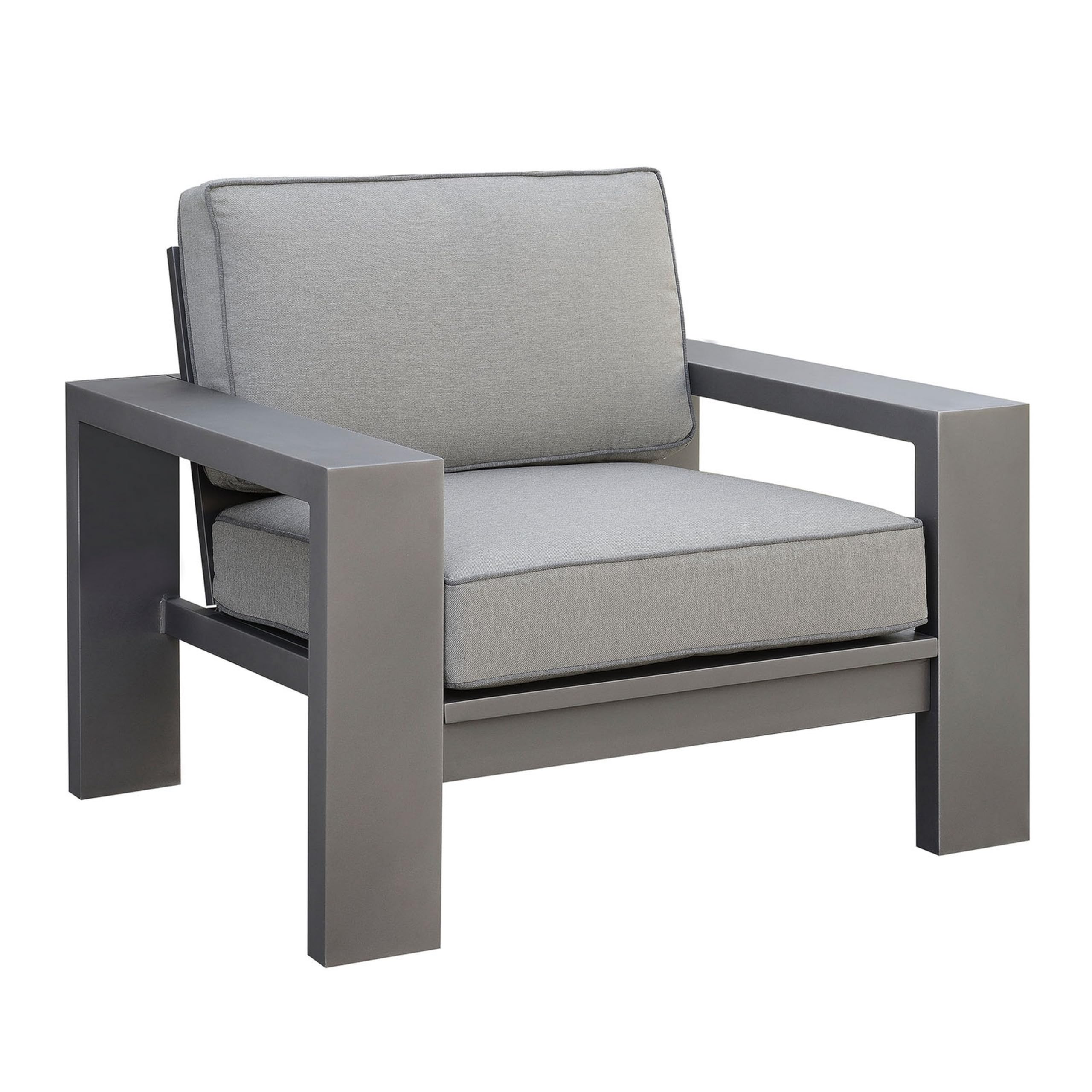 Benjara Aluminum Frame Patio Arm Chair with Padded Fabric Seating, Set of Two