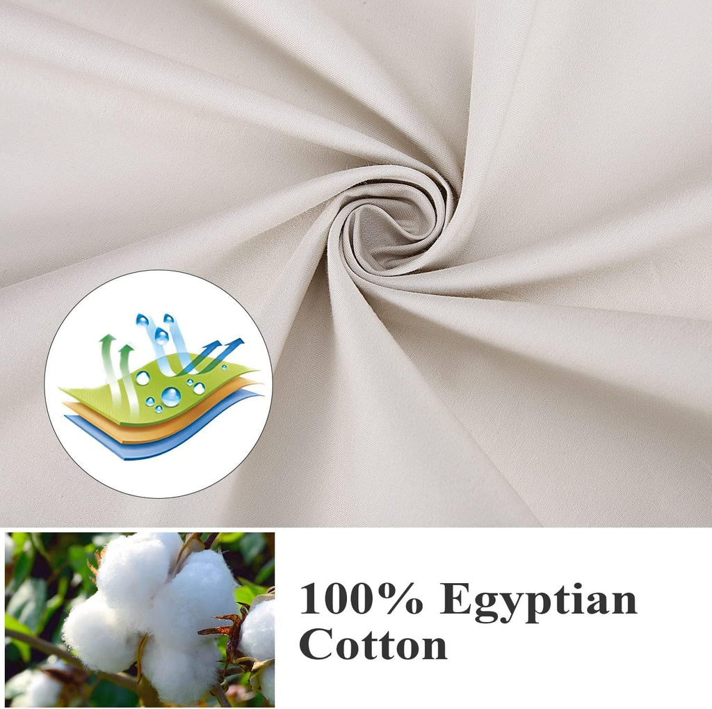 100% Egyptian Cotton Pillow Protectors Set Of 4, 600 Thread Count Standard Bed Pillow Cases With Zipper, Sateen Weave Cooling Pi