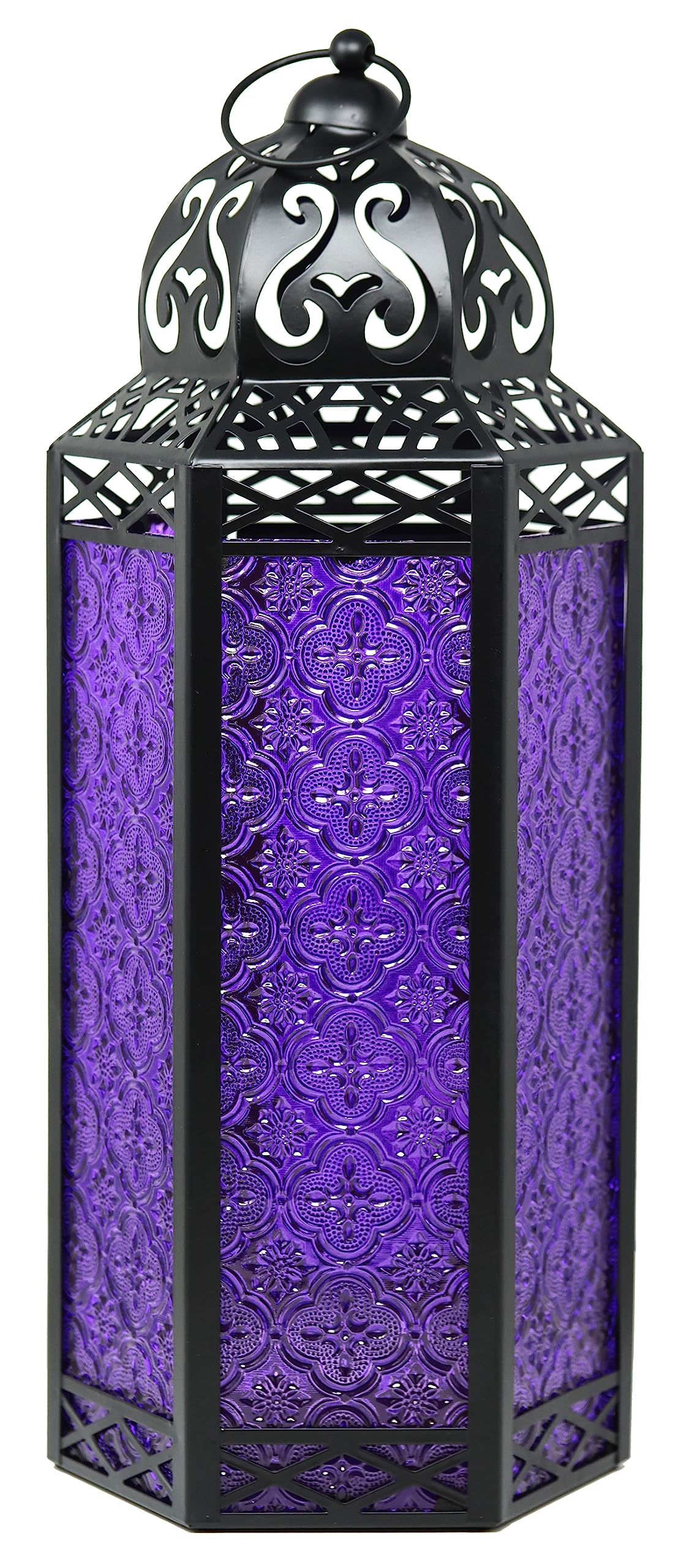 Extra Large Black Metal Decorative Floor Moroccan Lantern Candle Holder Lamp - Indoor/Outdoor, Home Decor, Halloween, Patio, Wed