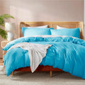 Nestl Bright Blue Duvet Cover Full Size - Soft Double Brushed Full Size Duvet Cover Set, 3 Piece, With Button Closure, 1 Duvet C