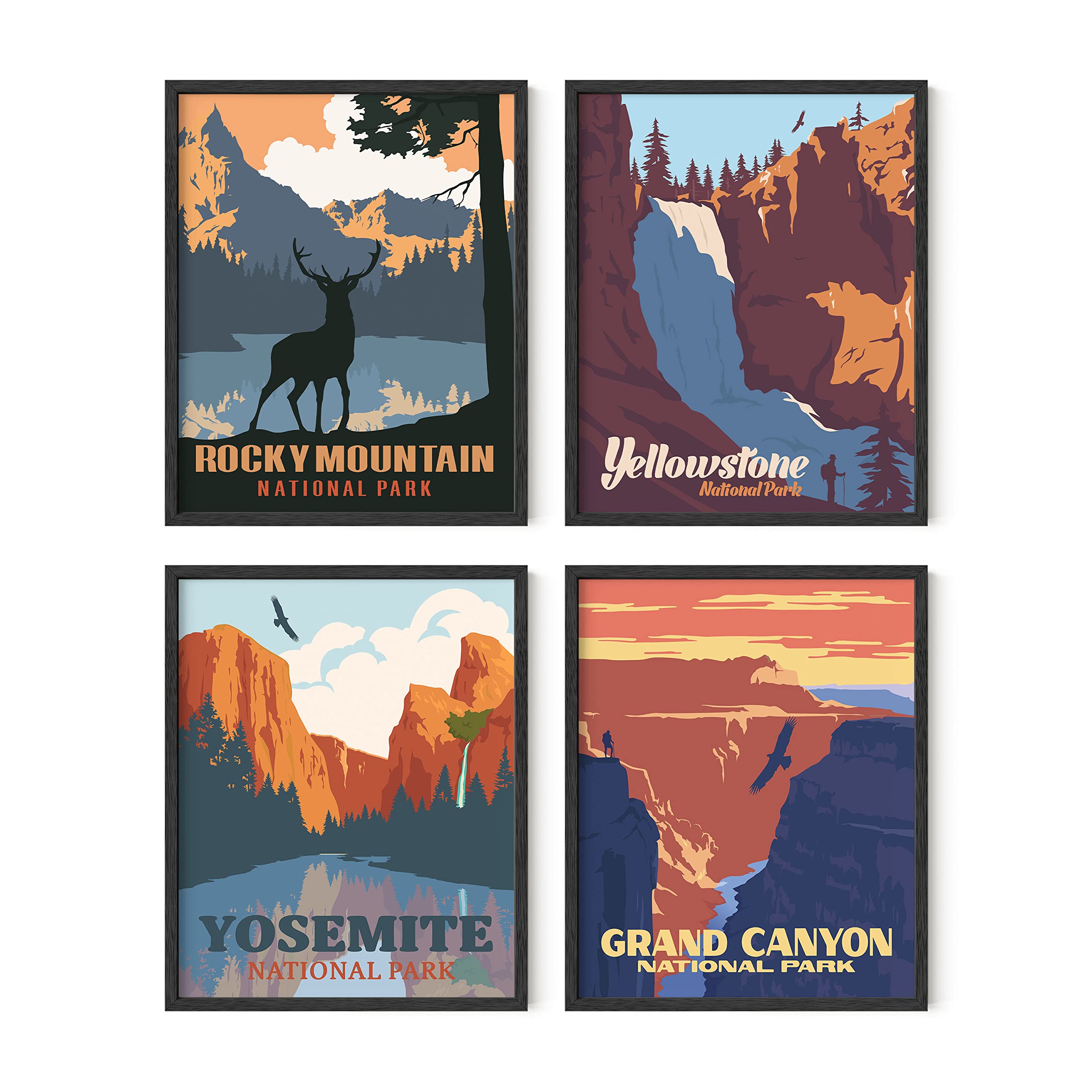 HAUS AND HUES Vintage Poster Set national parks Art Prints Nature Wall Art, and Mountain Print Set Abstract, Mountain Posters, N