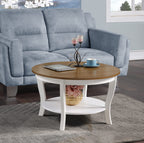 Convenience Concepts American Heritage Round Coffee Table With Shelf, Driftwood/White
