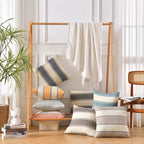 Amhoo Pack Of 2 Farmhouse Linen Throw Pillow Cover Cushion Stripe Decoration Buffalo Retro Pillowcase With Hidden Zipper For Sof