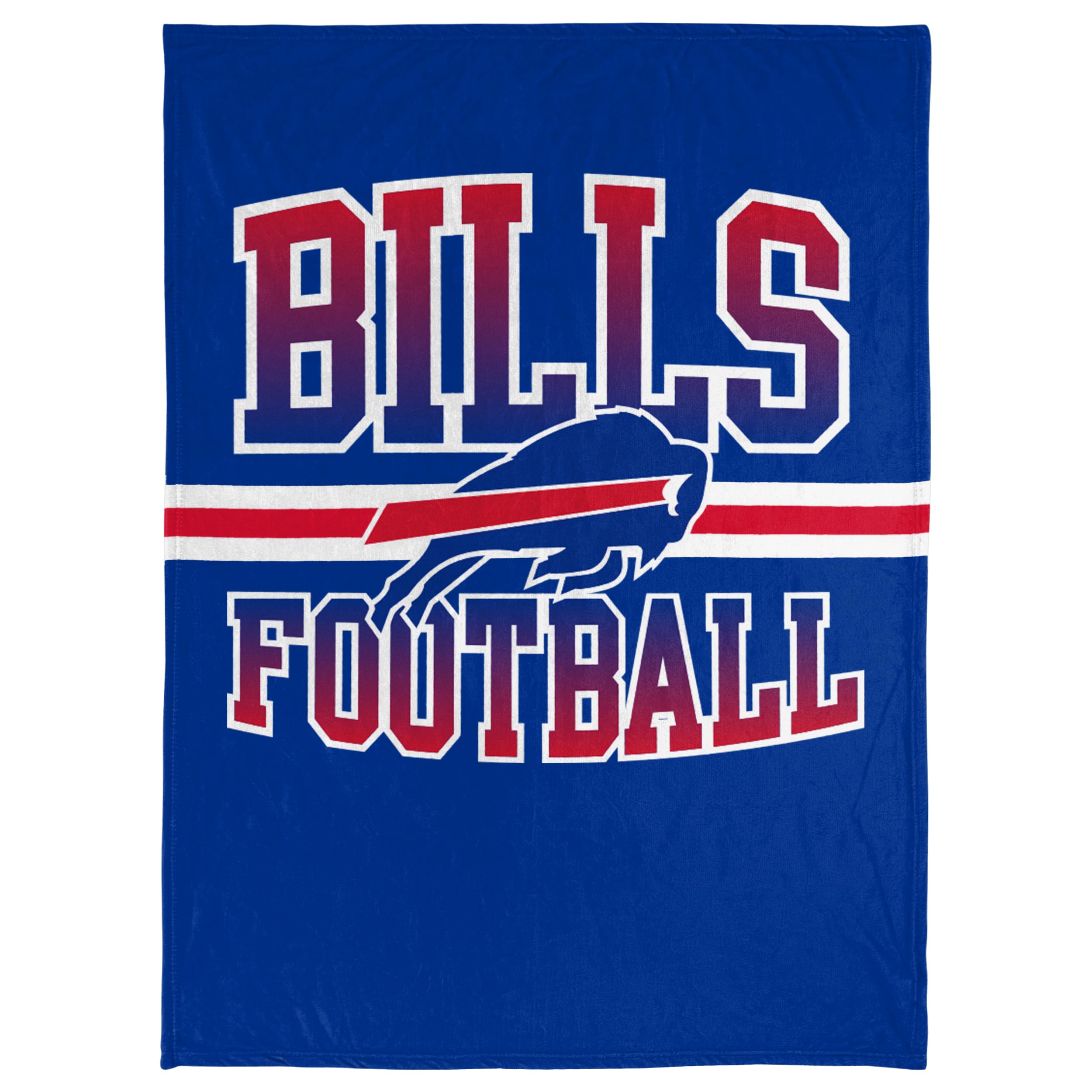 Foco Nfl Micro Raschel Plush Throw Blanket, Stripe Logo 45 X 60, Buffalo Bills