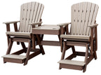 American Furniture Classics Balcony Height Table Double Glider, Weatherwood & Tudor Brown