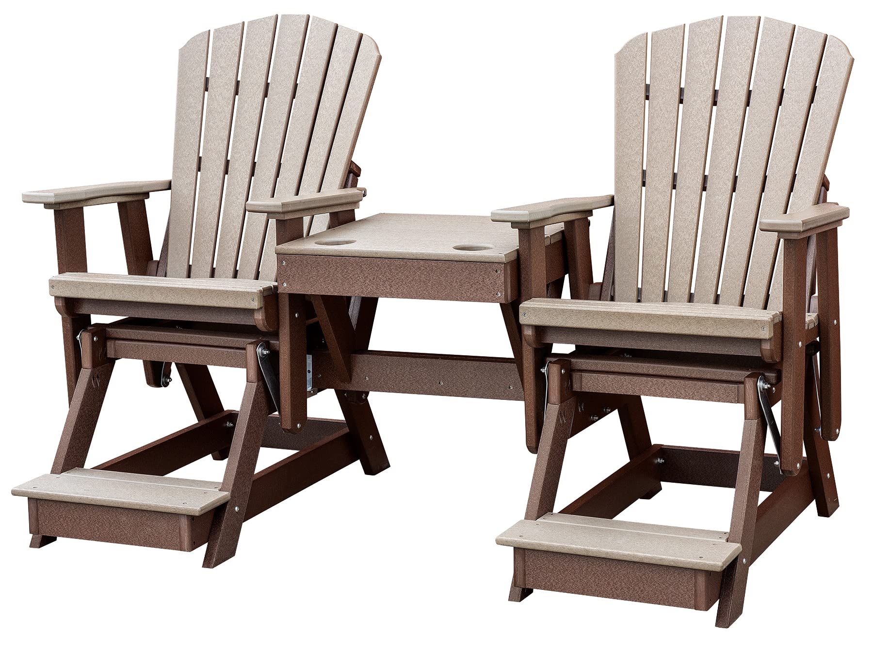 American Furniture Classics Balcony Height Table Double Glider, Weatherwood & Tudor Brown