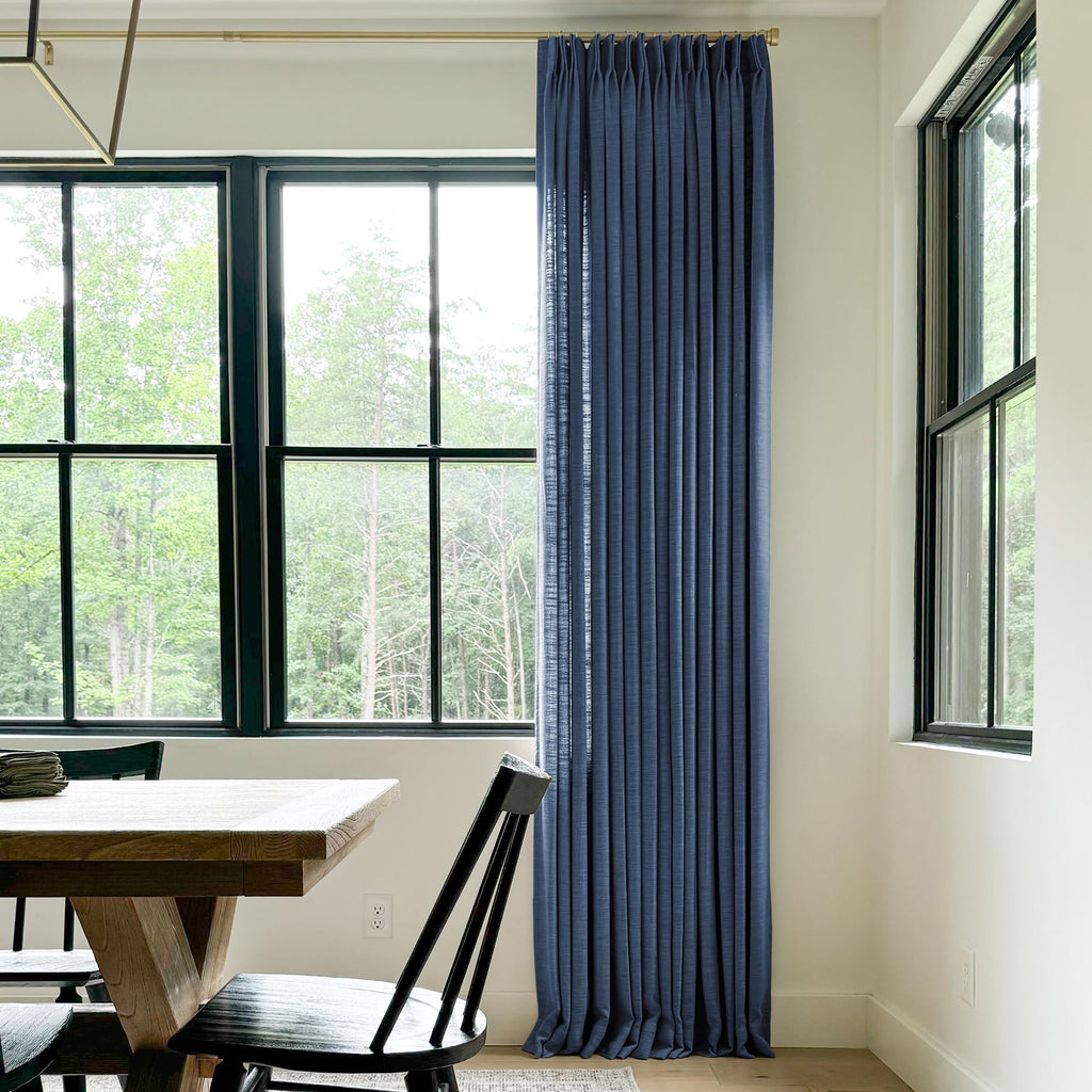 Twopages Extra Long Double Layer Pinch Pleated Curtain For Living Room, Linen Room Darkening Light Filtering Lined Curtain Windo