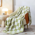 Searoomy Checkered Blanket, Ultra Soft Knitted Blanket Queen Size, Warm Cozy Fluffy Microfiber Reversible Checkerboard Bed Blank