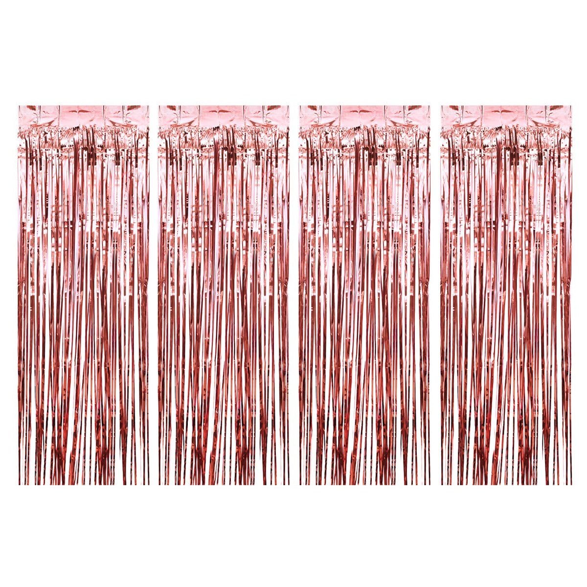 Livder 4 Pack 3.2X9.8 Feet Metallic Tassels Foil Glitter Fringe Curtains, Shimmer Decorations Photo Backdrop For Wedding, Birthd