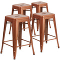 4 Pk. 24 High Backless Copper Indoor-Outdoor Counter Height Stool