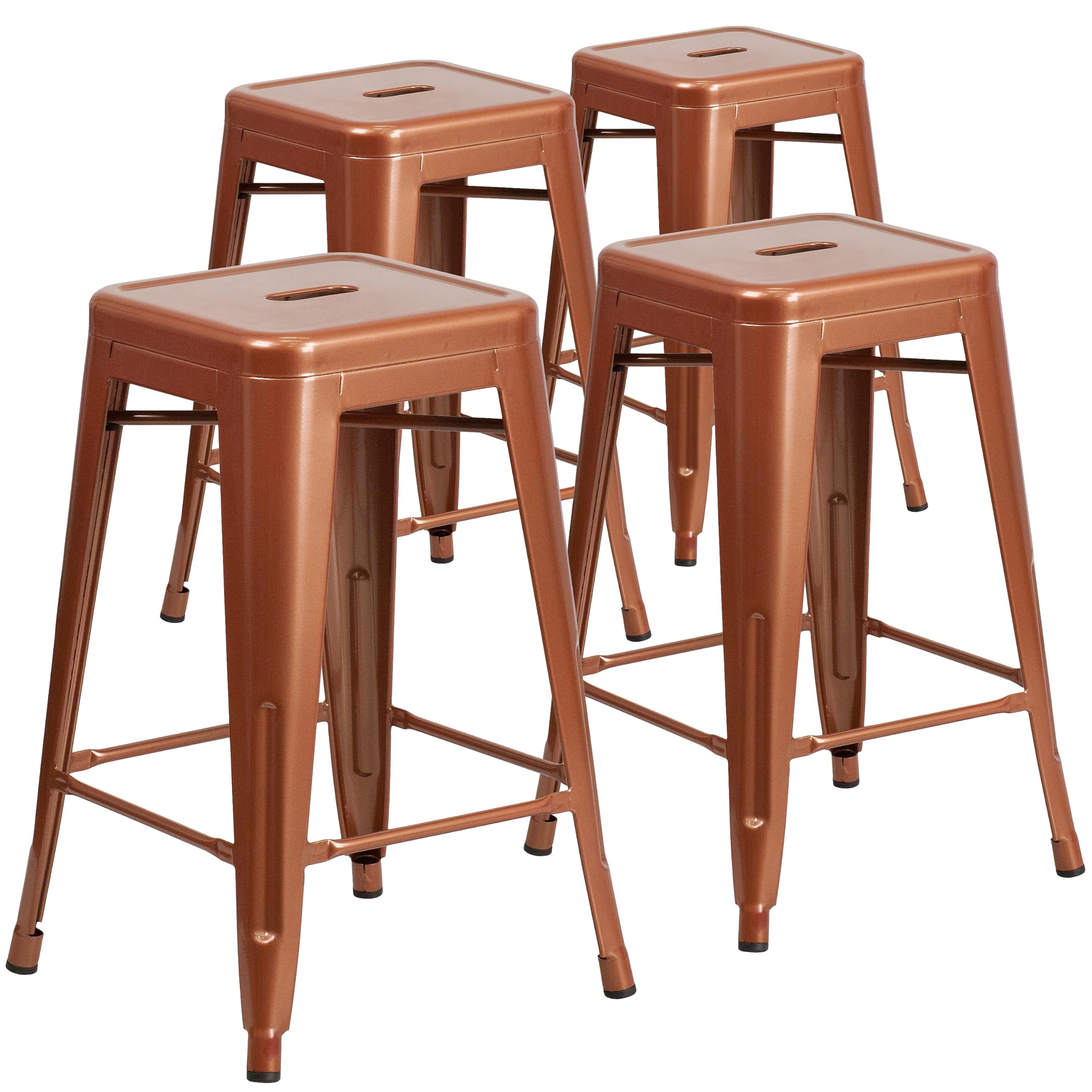 4 Pk. 24 High Backless Copper Indoor-Outdoor Counter Height Stool