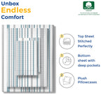 Thread Spread 100% Egyptian Cotton Printed Bed Sheets - 600 Thread Count 4 Pc King Sheet Set, Hotel Luxury Sateen Bedsheets, 16' Deep Pocket Soft Cooling Sheets For King Size Bed - Dotted Stripe
