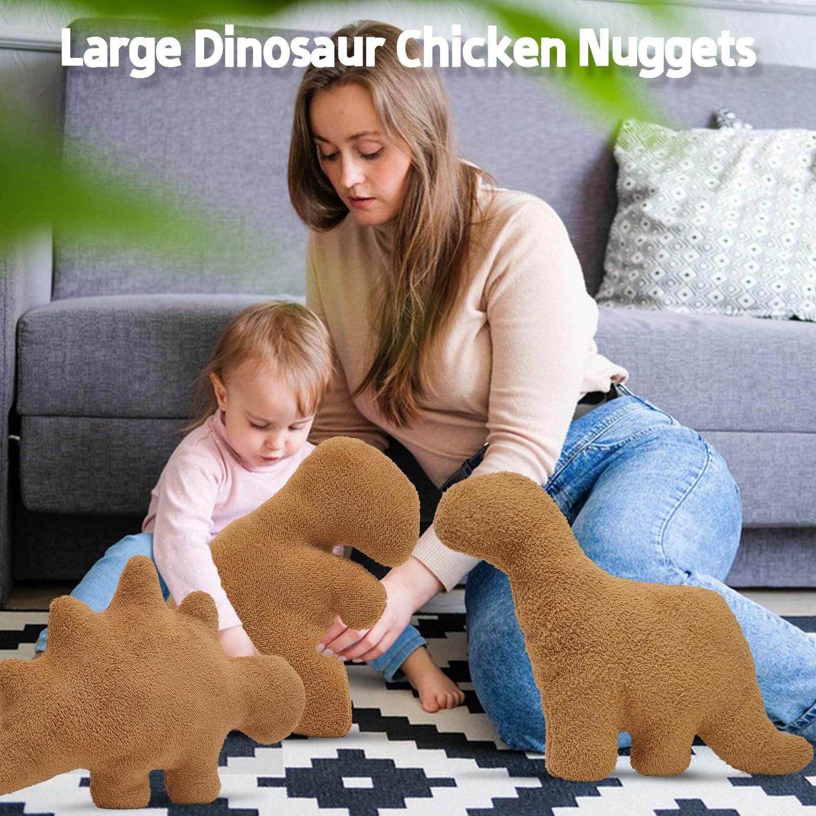 Tvvpgg Dino Nugget Plush,Large 20 In Dino Nugget Pillow Stuffed Toy, Funny Dino Chicken Nuggets Pillow Gifts For Kids Adults Gir
