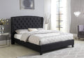 Best Master Furniture Yvette Upholstered Tufted with Wingback Platform Bed King, Black