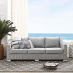 Modway Conway Sunbrella Outdoor Patio Wicker Rattan, Sofa, Light Gray Gray