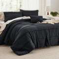 Bedsure Black California King Comforter Set - 4 Pieces Pinch Pleated Bed Set, Down Alternative Bedding Sets For All Season, Incl