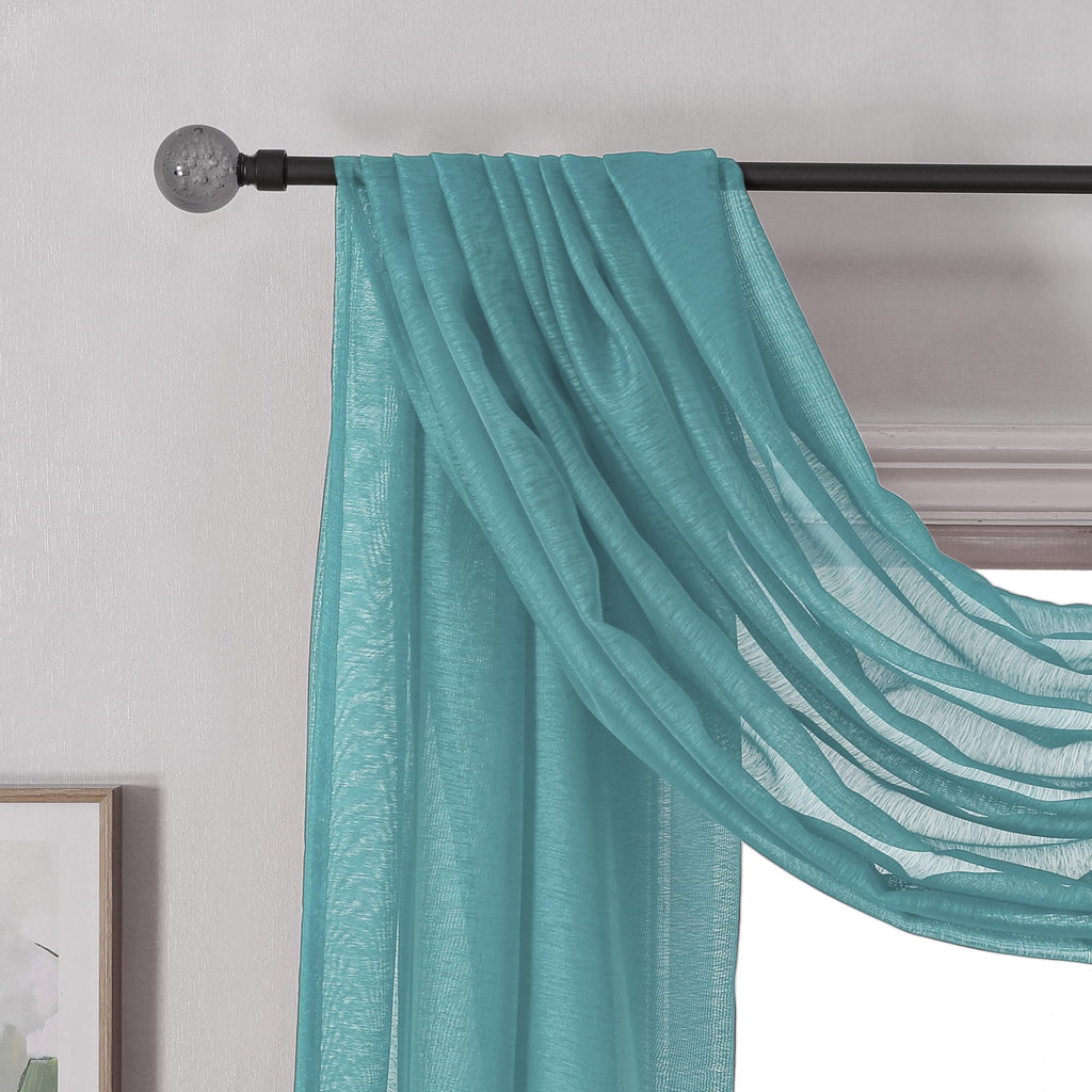 Donren Teal Window Scarf For Outdoor Decoration - Add Luxury Beautiful Elegant Effect To Curtain Panels (1 Panel, 52 X 216 Inche
