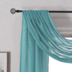 Donren Teal Window Scarf For Outdoor Decoration - Add Luxury Beautiful Elegant Effect To Curtain Panels (1 Panel, 52 X 216 Inche