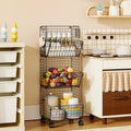 Outdoor Toy Storage, Play Kitchen Storage, Garage Toy Organizer with 5 S-Hooks, Rolling Toy Storage Pantry Floor Storage Cart Sn