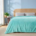 Newcosplay Super Soft King Blanket Turquoise Premium Silky Flannel Fleece Leaves Pattern Lightweight Bed Blanket All Season Use