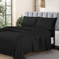 Cathay Home Essentials Ultra Soft Hypoallergenic Wrinkle Resistant Double Brushed Microfiber Bedding Sheet Set, Black, Twin