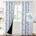 H.Versailtex 100% Blackout Curtains For Bedroom Camellia Floral Blackout Curtains 84 Inches Long Light Blocking Window Treatment