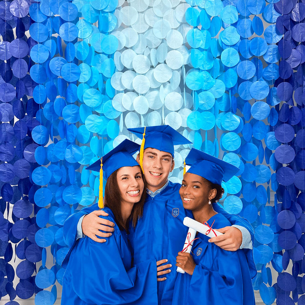 pinkblume Ombre Blue Circle Dot Party Streamer Garland - 205 Ft Tissue Paper Hanging Backdrop for Birthdays, Weddings, Under the Sea