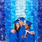 pinkblume Ombre Blue Circle Dot Party Streamer Garland - 205 Ft Tissue Paper Hanging Backdrop for Birthdays, Weddings, Under the Sea