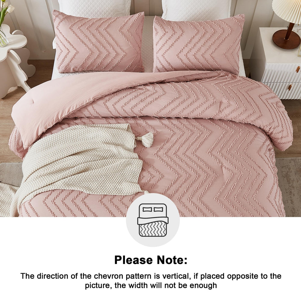Litanika Blush Pink King Comforter Set, 3 Pieces Lightweight Tufted Bedding Sets, Down Alternative Comforter Fluffy Bed Set Gift