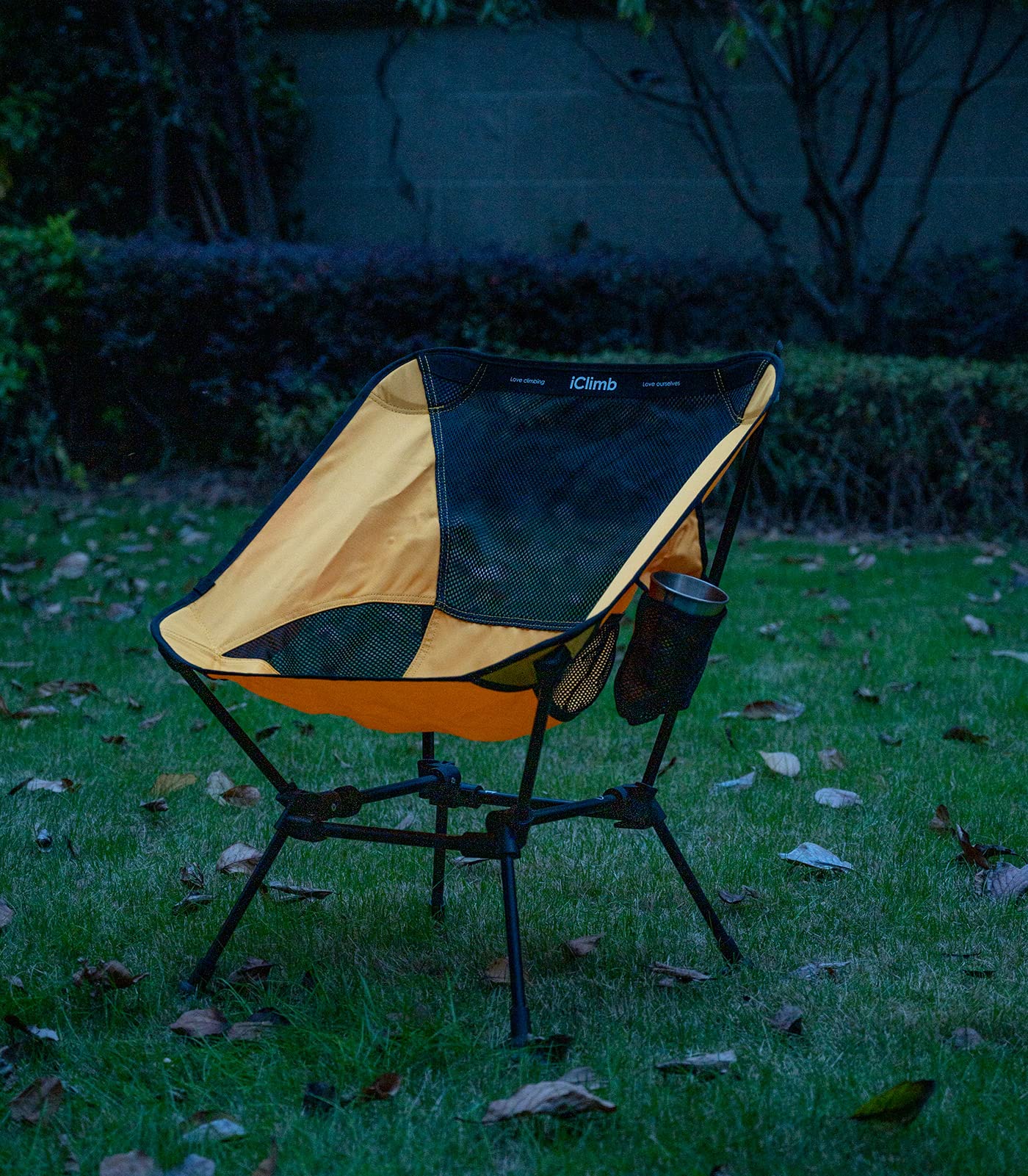 Iclimb Ultralight Compact Camping Folding Beach Chair With Anti-Sinking Large Feet And Back Support Webbing (Yellow - Square Frame)