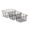 Amazon Basics Rectangular Wire Storage Baskets, Set of 3, Standard, Black