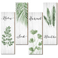 Yookeer Bathroom Wall Decor 4 Pieces Relax Soak Unwind Breathe with Boho Leaf Art Print Minimalist Sign Botanical Wooden Hanging