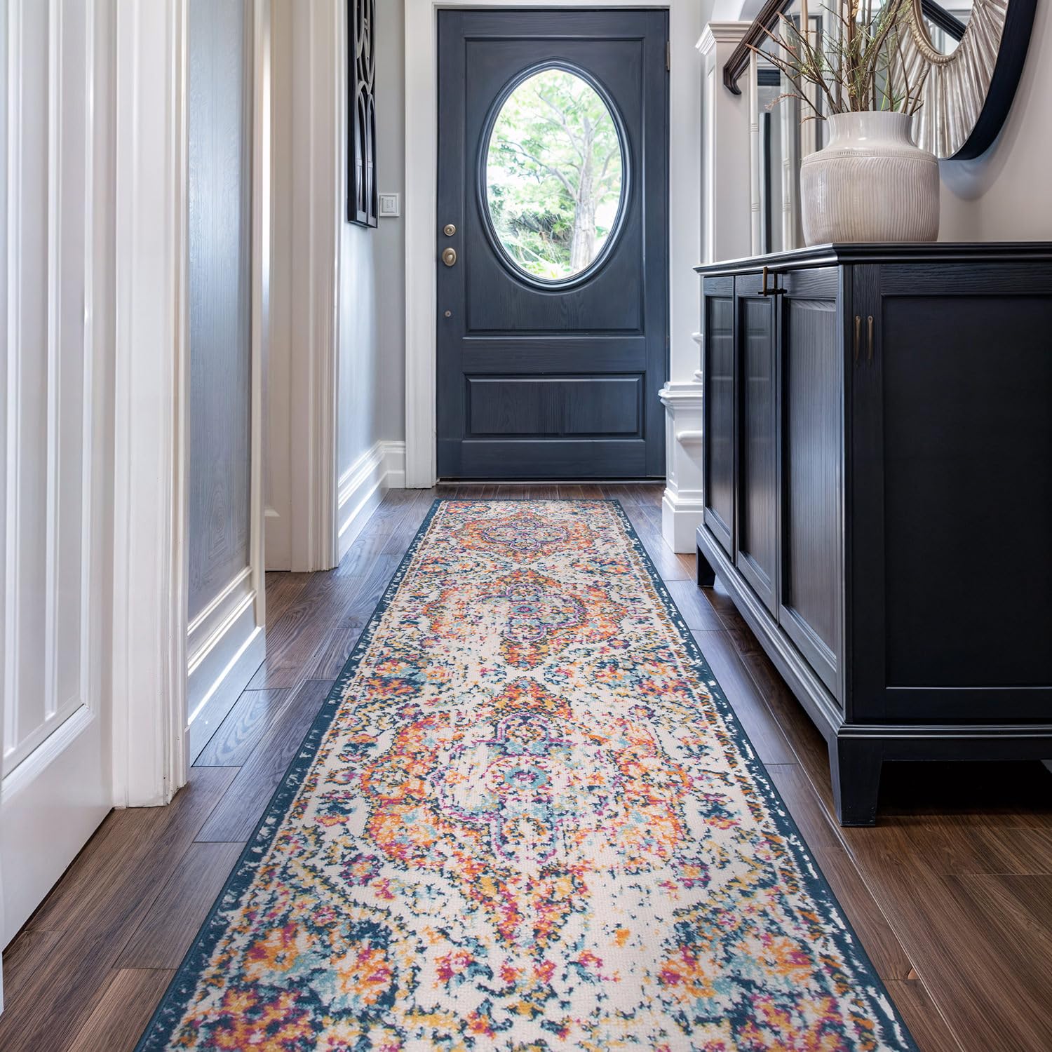 Rugshop Vintage Distressed Bohemian Runner Rug 27 x 12 Multi