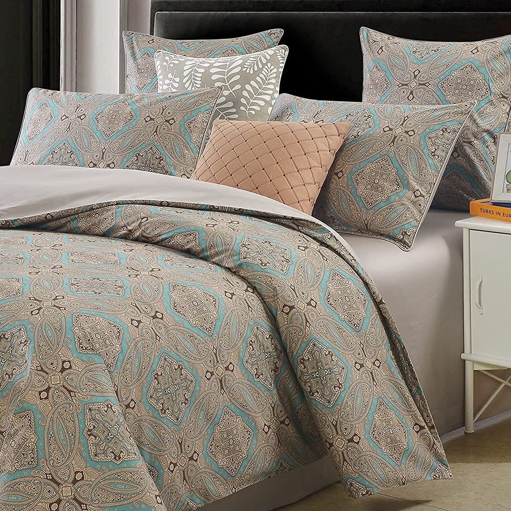 Brandream Boho Paisley Print Luxury Duvet Quilt Cover And Shams 3Pc Bedding Set Bohemian Damask Medallion 800Tc Egyptian Cotton
