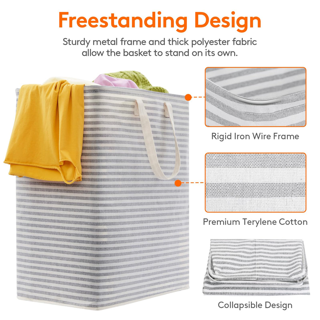 Lifewit 2 Pack Laundry Hamper Large Collapsible Laundry Baskets, Freestanding Waterproof Clothes Hamper With Easy Carry Handles