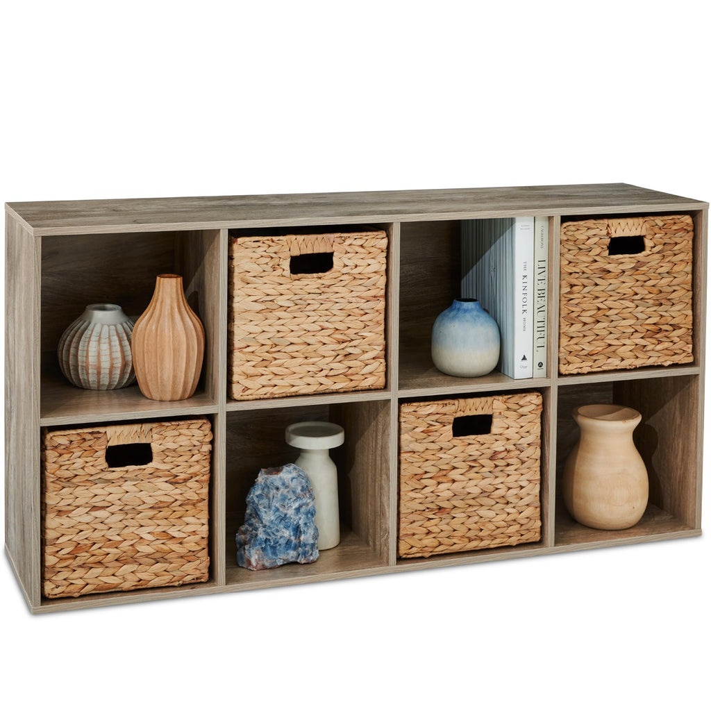 Best Choice Products 8-Cube Storage Organizer, 11In Shelf Opening, Bookcase, Display Shelf, Customizable W/ 3 Removable Back Panels – Greige