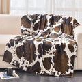 Bnuitland Brown Cow Print Flannel Blanket (60X80 Inches) With Cow Storage Pouch,300 Gsm Double Sided Twin Size Bed Fleece Throw,