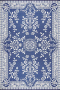 Mad Mats Traditional Outdoor Rug, Reversible Plastic Mat (5' X 8', Oriental Garland - Blue/White)
